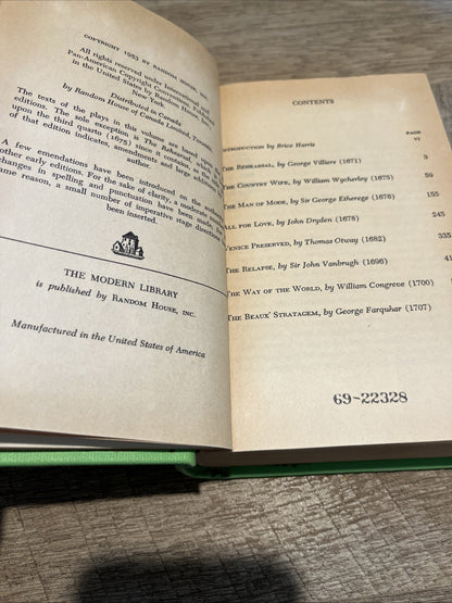Restoration Plays Vintage 1953 (Modern Library edition) Random House, Inc. USA