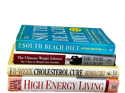 Diet Book Lot of 4,Cholesterol Cure,Weight Loss Energy Living, South Beach Diet