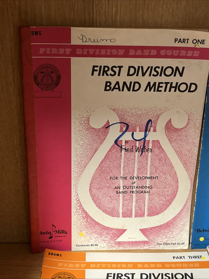 First Division Band Method Drum Sheet Book Lot Volume 1 - 4  (1960s)