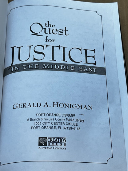THE QUEST FOR JUSTICE IN THE MIDDLE EAST..., HONIGMAN GERALD
