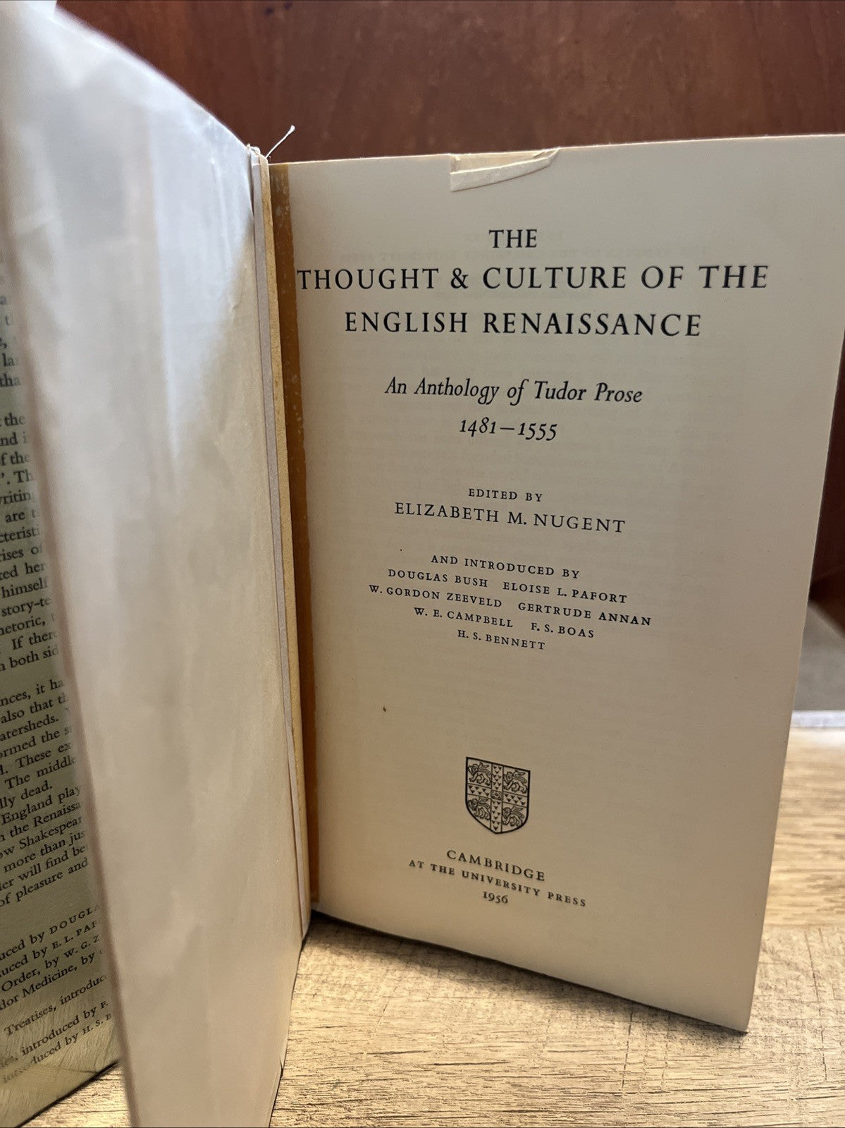 1956 The Thought & Culture Of The English Renaissance Tudor Prose 1481-1555