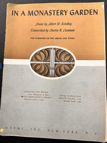 In a Monastery Garden Music by Albert W. Ketelbey VTG Sheet Music