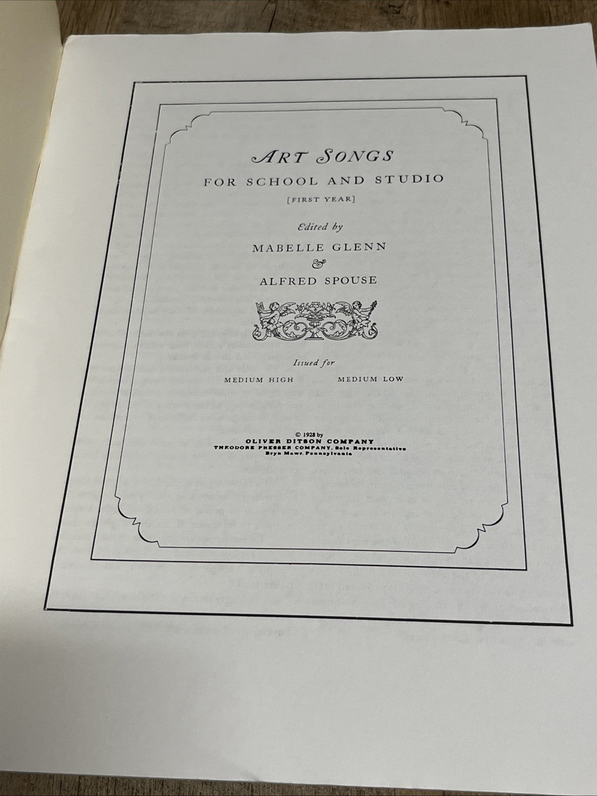 Vintage Sheet Music Art Songs for School and Studio Loc OB