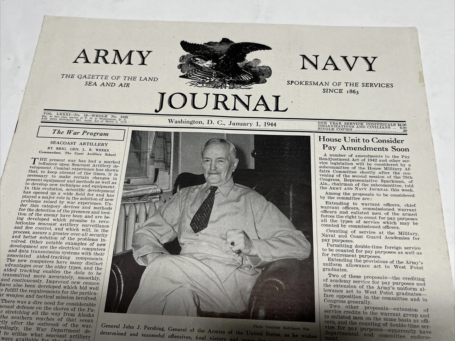 Army & Navy Journal  Washington DC January 1st 1944 ( Vol 81 _No 18 )