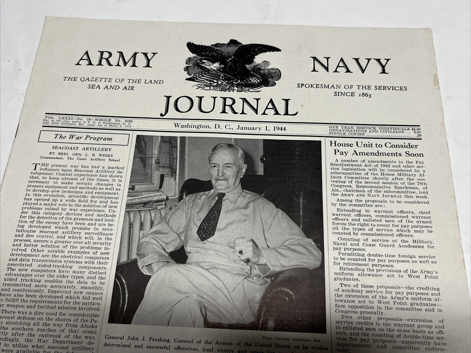 Army & Navy Journal  Washington DC January 1st 1944 ( Vol 81 _No 18 )