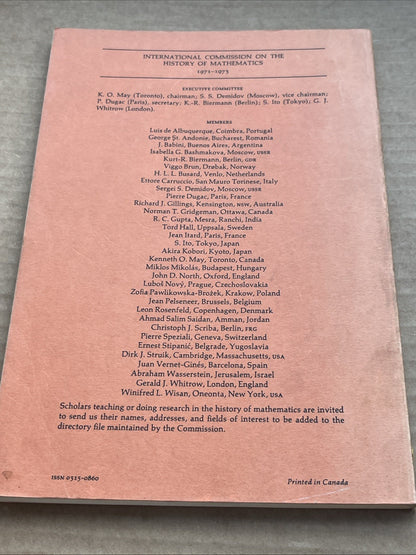 Historia Mathematica, Vol. 1, PP.253-386 / August  1974 International Journal..