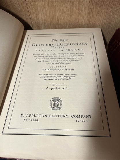 The New Century Dictionary Volume 1 - 2 A Pocket Veto & Poc.Mark - Zymurgy & Sup