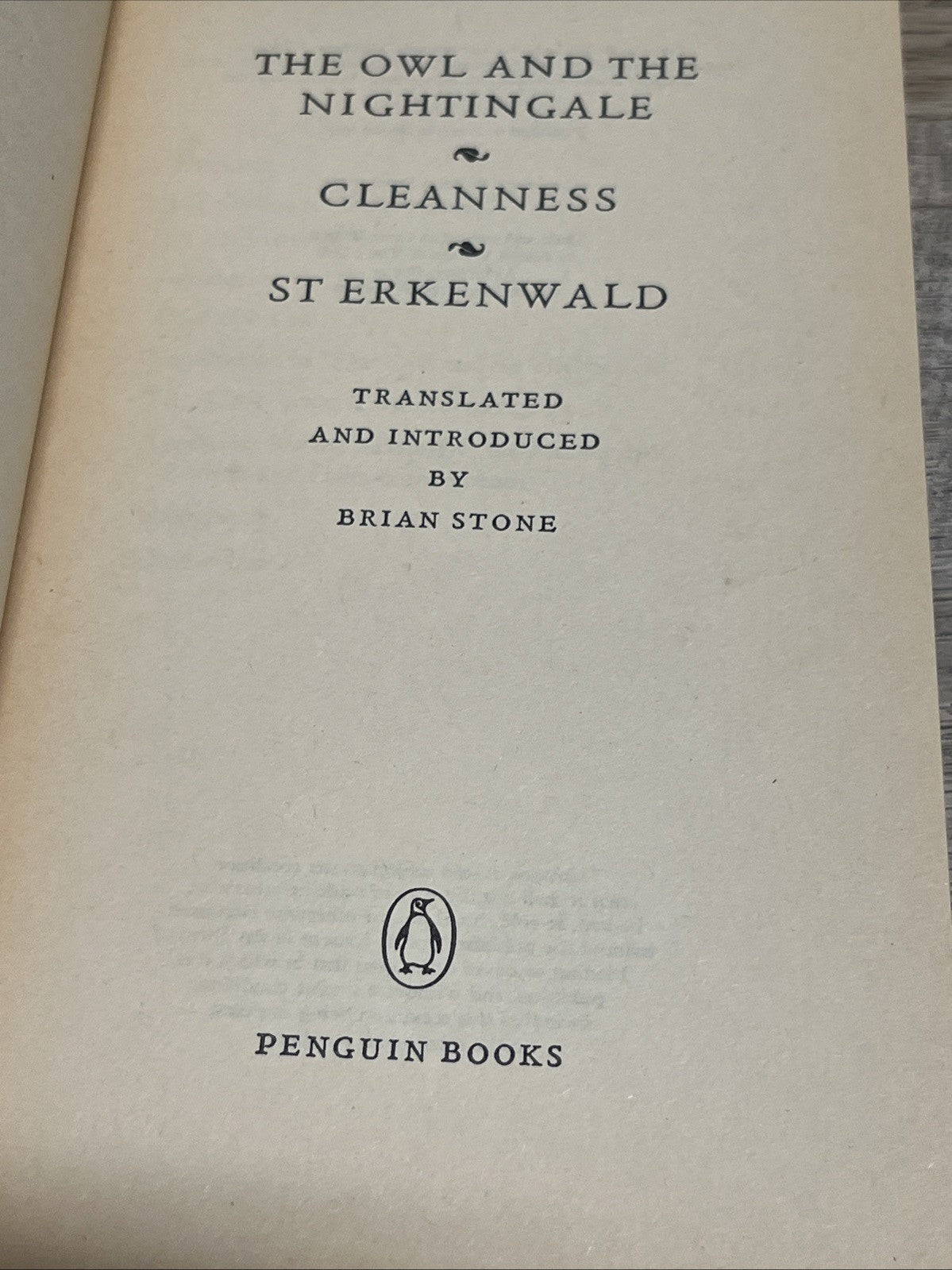 The Owl and the Nightingale,Cleanness St Erkenwald 1st Ed 1971 The Fast