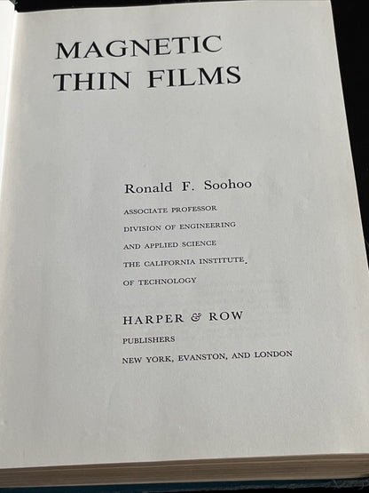 Magnetic Thin Films By Ronald F. Soohoo 1965