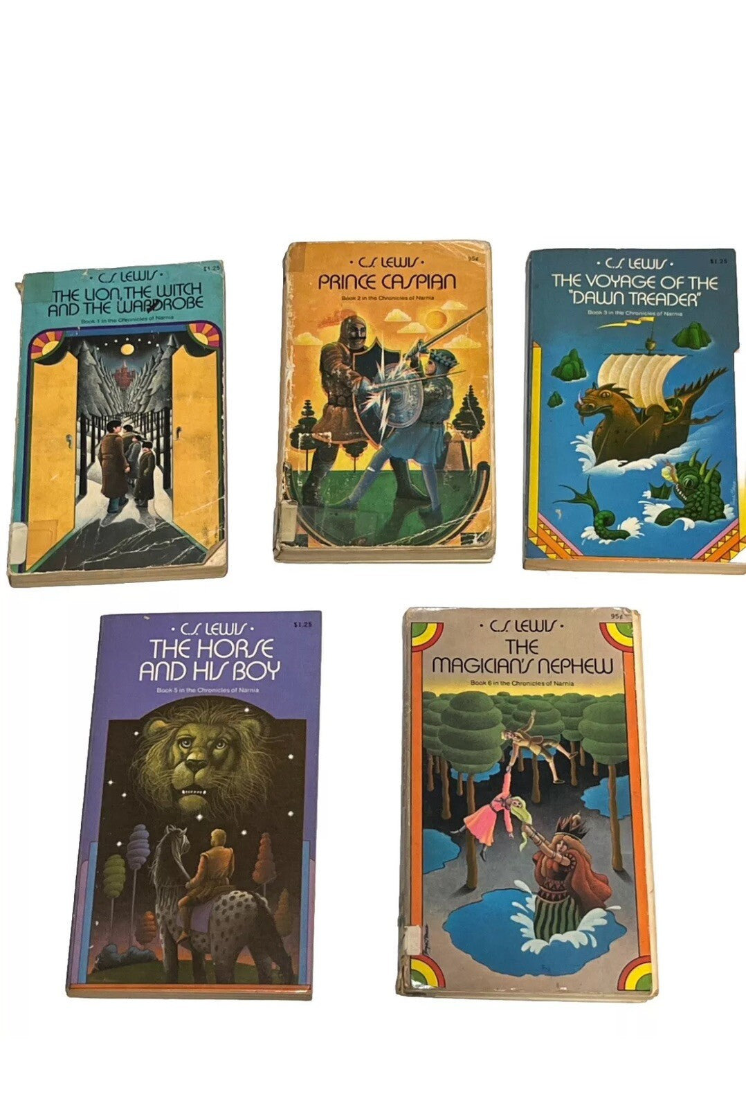 The Chronicles of Narnia Book CS Lewis 1, 2, 3, 5, & 6 Collier Books 1970s