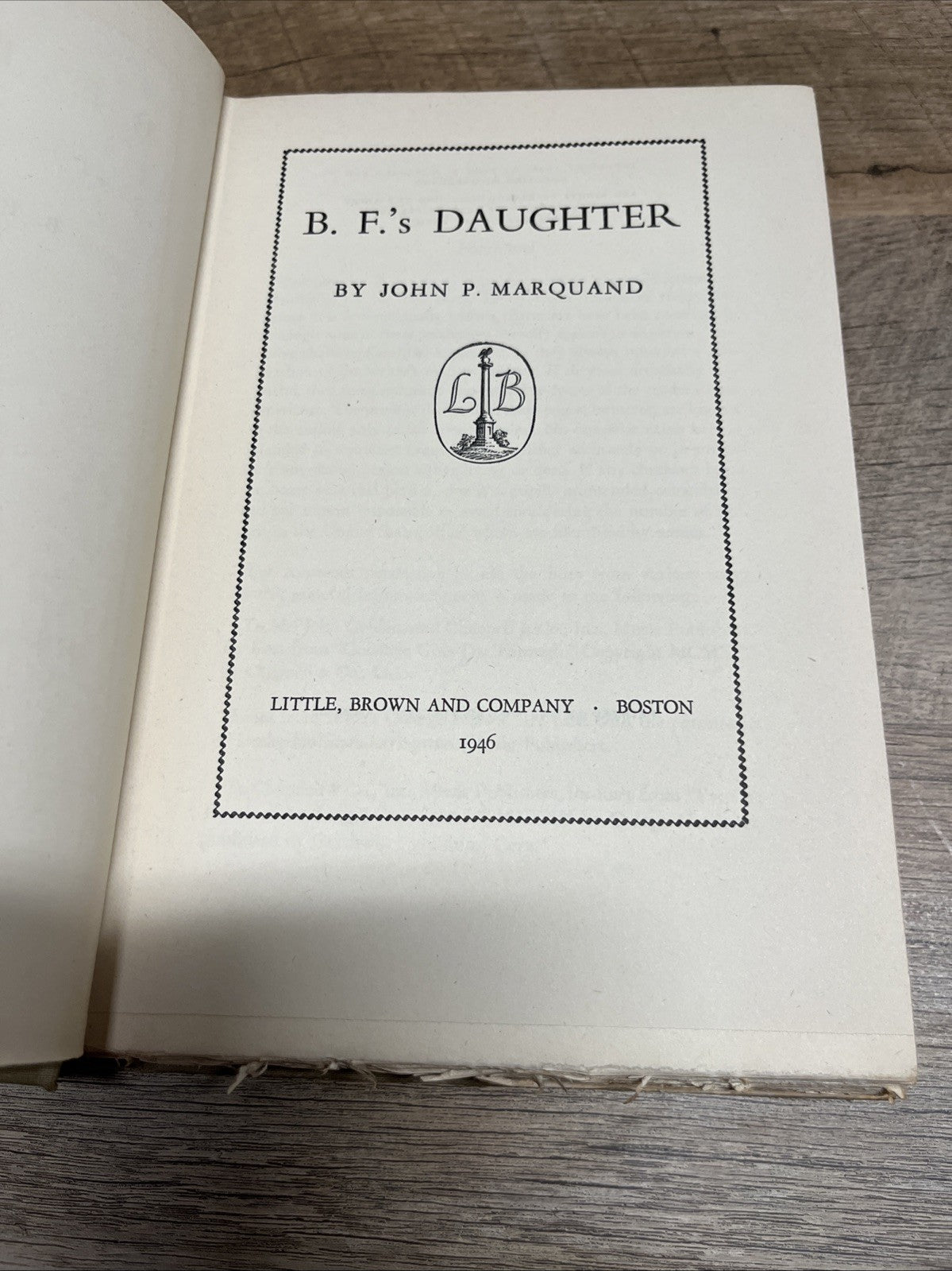 B.F 'S Daughter 1st Edition By John P Marquand 1946 Hardcover Book Club Edition