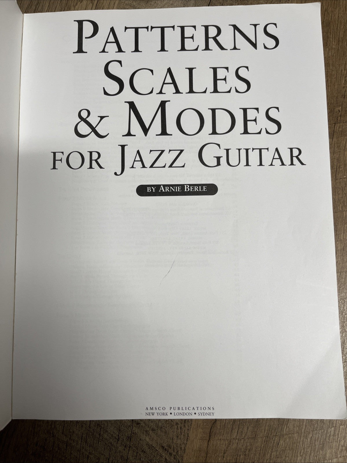 Music Sales Patterns, Scales and Modes for Jazz Guitar Book By Arnie Berle