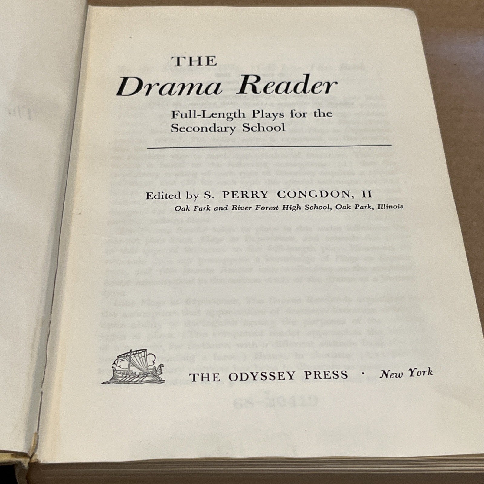 Drama Reader Full Length Plays for the Secondary School Perry, II Congdon 1st Ed