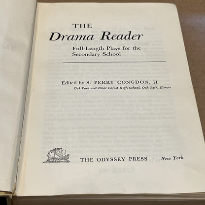 Drama Reader Full Length Plays for the Secondary School Perry, II Congdon 1st Ed