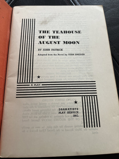 The Teahouse of the August Moon By John Patrick Novel Vern Sneider