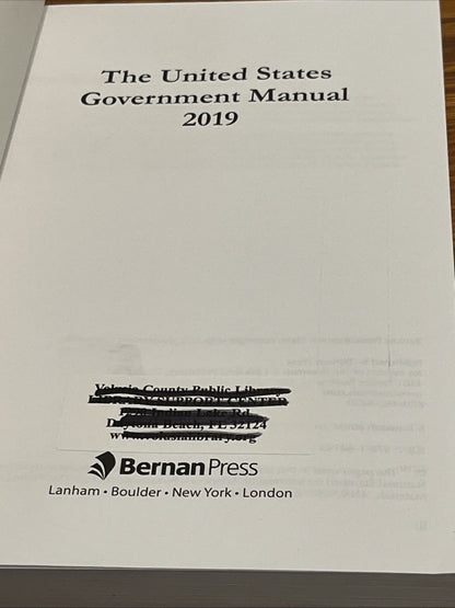 The United States Government Manual 2019 (Paperback or Softback)