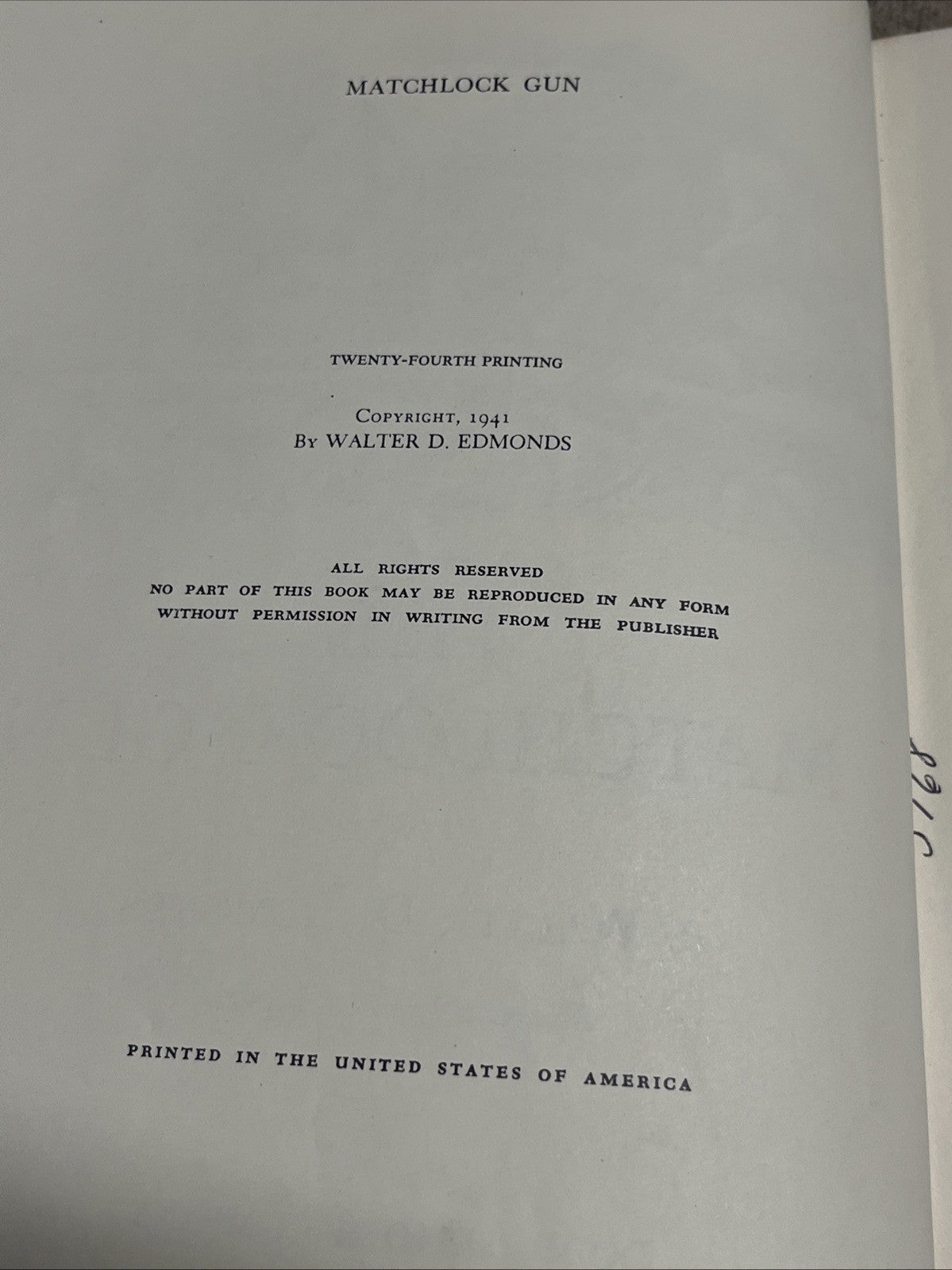 The Matchlock Gun 1st Edition Walter D. Edmonds Hardcover 1941