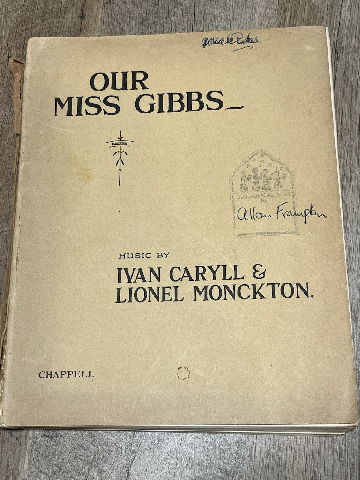 OUR MISS GIBBS BY CRYPTOS 1909 SHEET MUSIC IVAN CARYLL LIONEL MONCKTON 1909