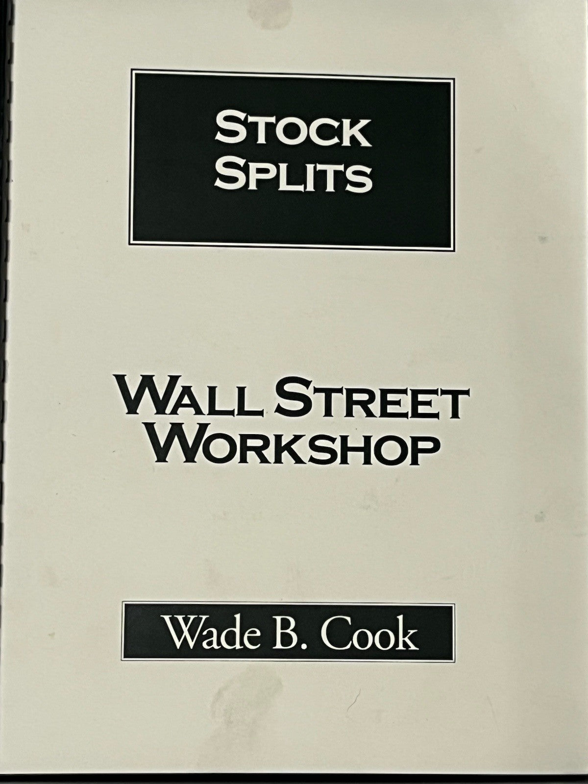 Stock Splits Wall Street Workshop 1 VHS Cassette & Workbook ByWade Cook