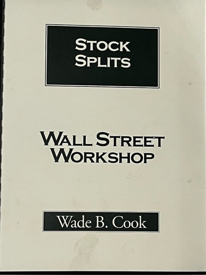 Stock Splits Wall Street Workshop 1 VHS Cassette & Workbook ByWade Cook