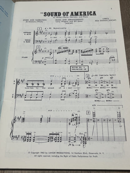 The Sound of America For Mixed Chorus, Narrator, And Piano 1963 Larry Wagner ..