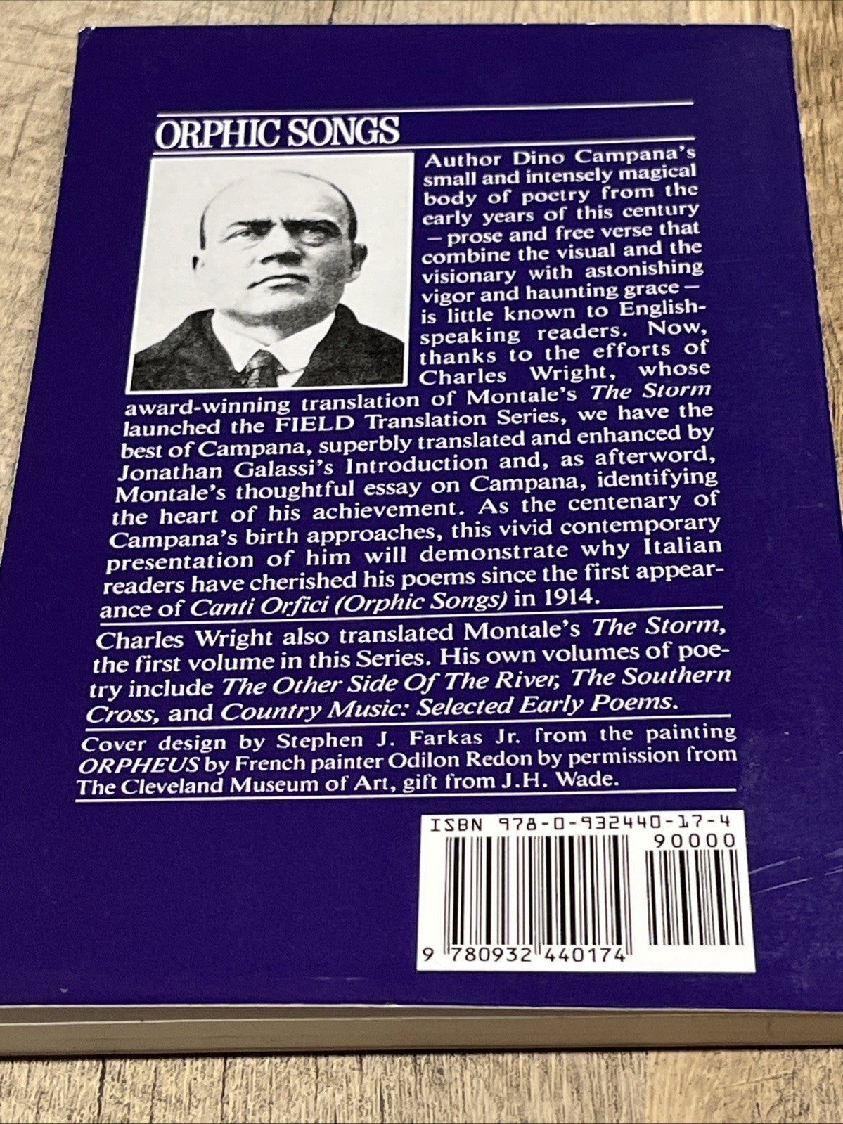 Dino Campana Orphic Songs Translated By Charles Wright Field Translated Series 9