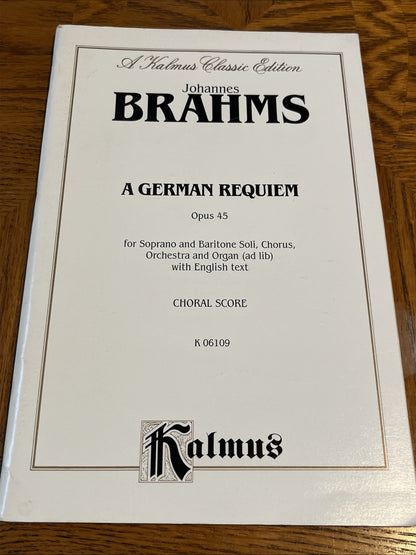 Vintage Song Book JOHANNES BRAHMS "A German Requiem" Paperback 96 pages