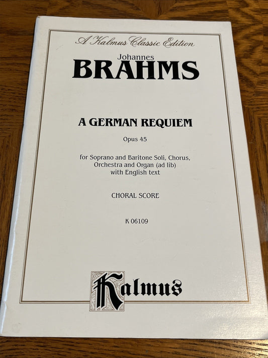 Vintage Song Book JOHANNES BRAHMS "A German Requiem" Paperback 96 pages