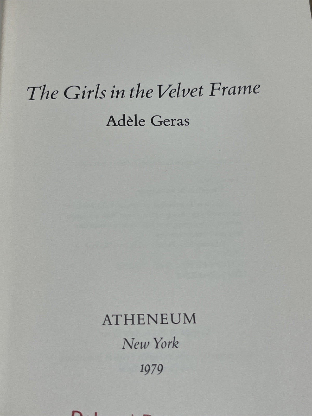 The Girls in the Velvet Frame 1st Edition by Adele Geras 1978 Hardcover