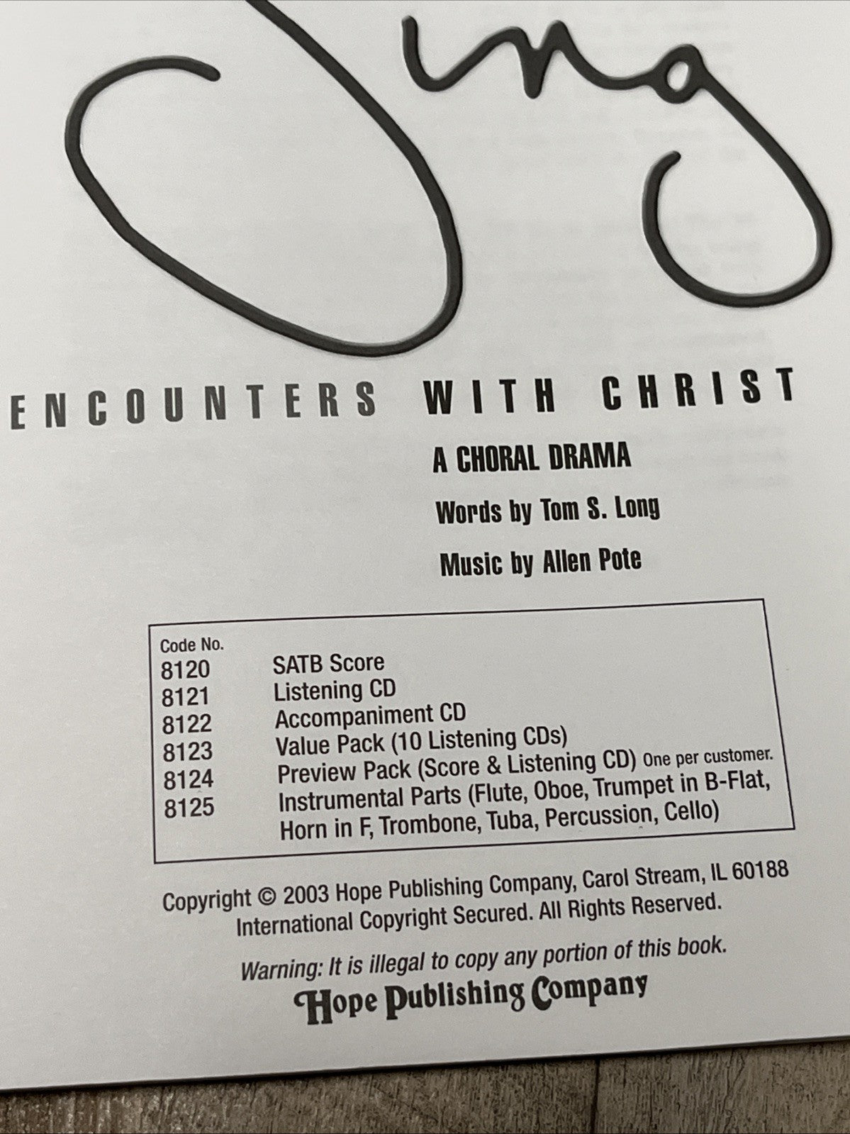 When Silent Voices Sing Encounters with Christ Choral Drama by Long & Pote CD-R