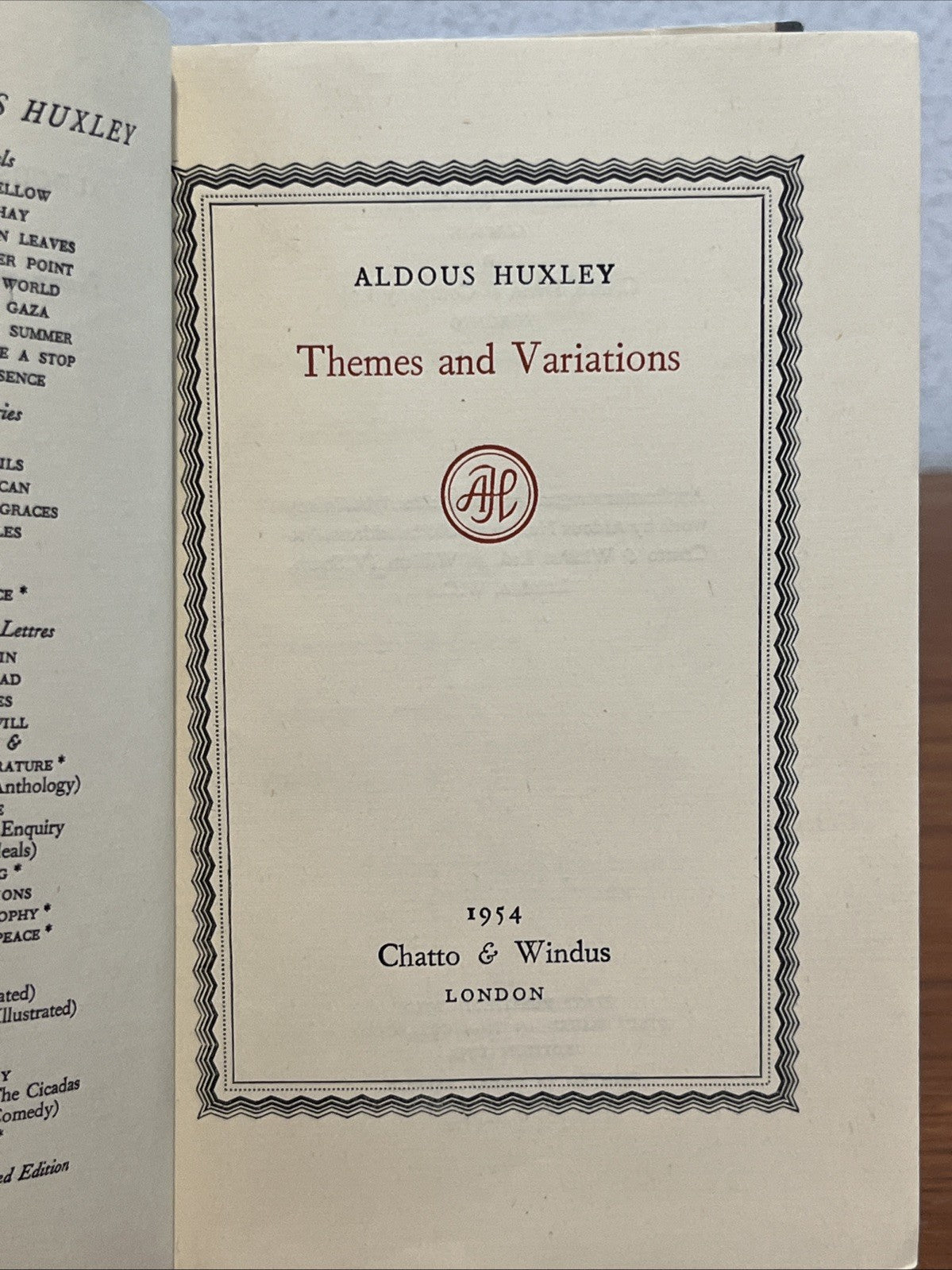 Themes and Variations: Essays- Aldous Huxley, Chatto Windus 1954