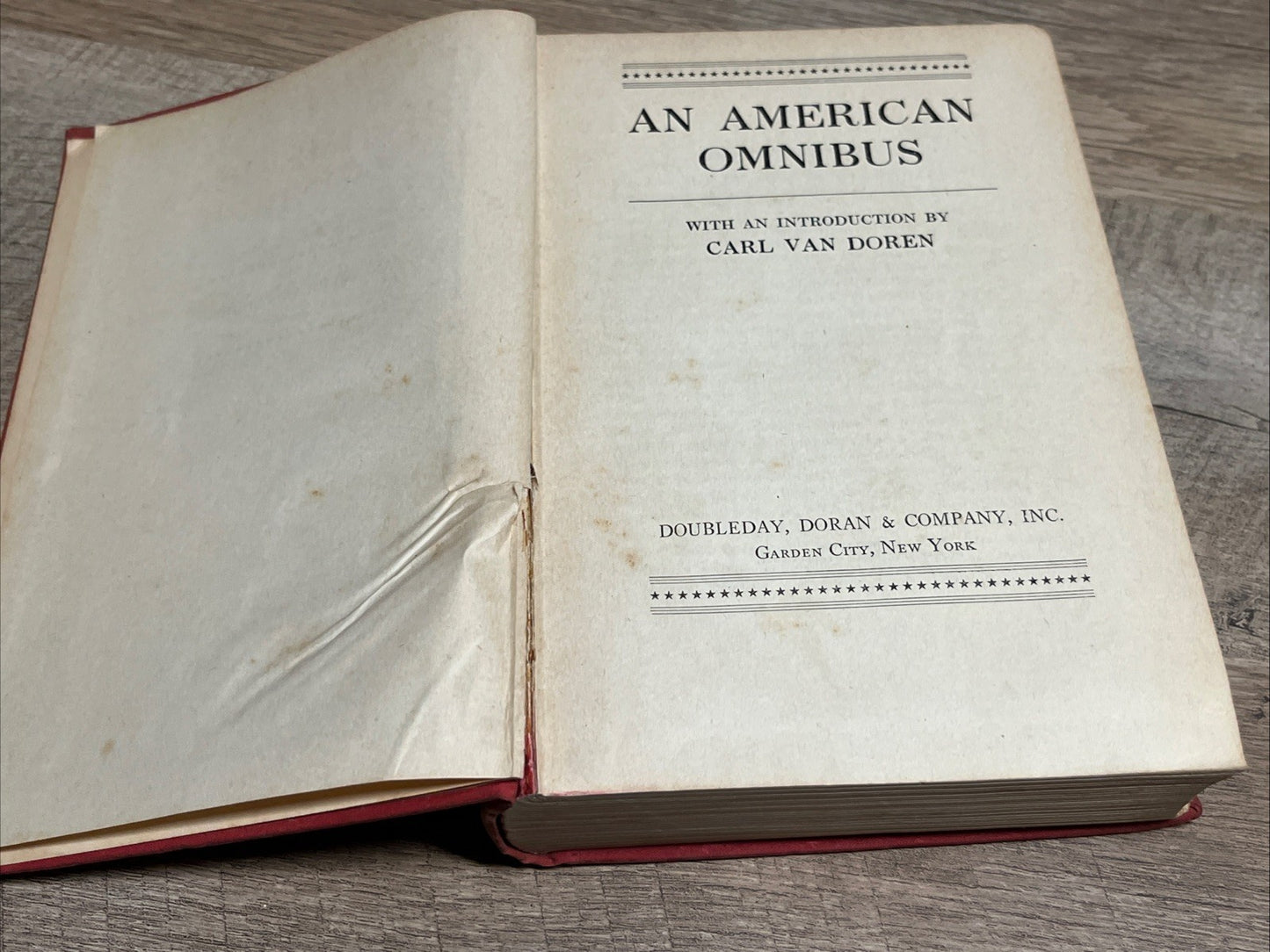 An American Omnibus with intro 1st Edition Carl Van Doren 1933 Hardcover