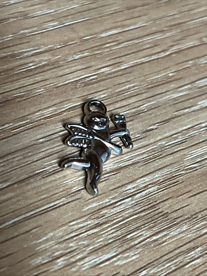 35  VINTAGE Antique Silver FLYING CHERUB CUPID W/ ARROW 28x17mm. ACRYLIC CHARMS