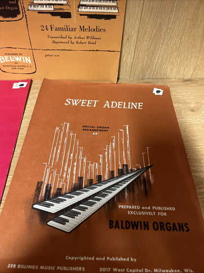 Baldwin Organs Music Sheet Set Of 3, Sweet Adeline,Home Album, Sidewalks Of NY