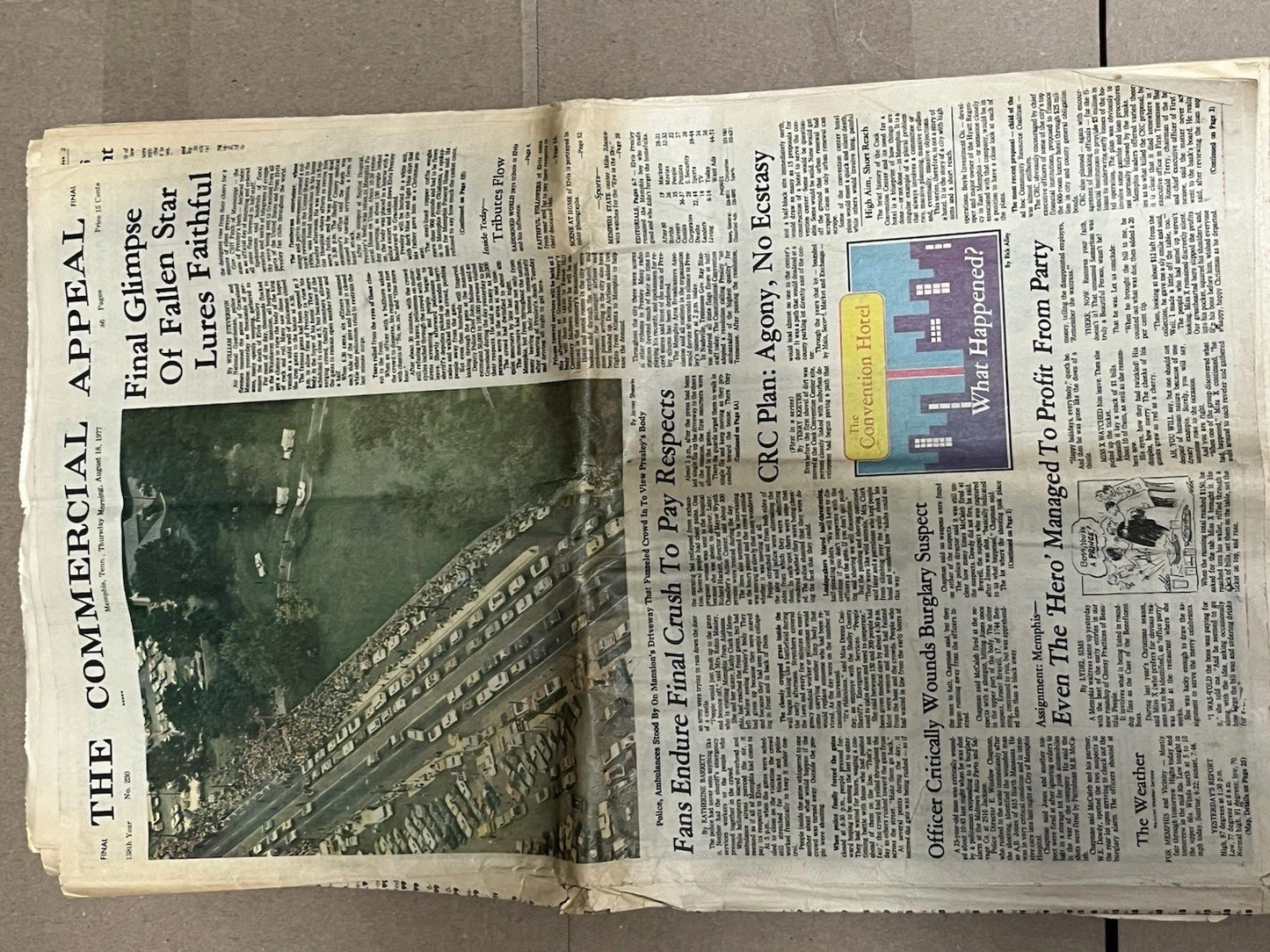 Elvis Presley Death Newspaper Memphis Press-The Commercial Appeal AUG 18, 1977