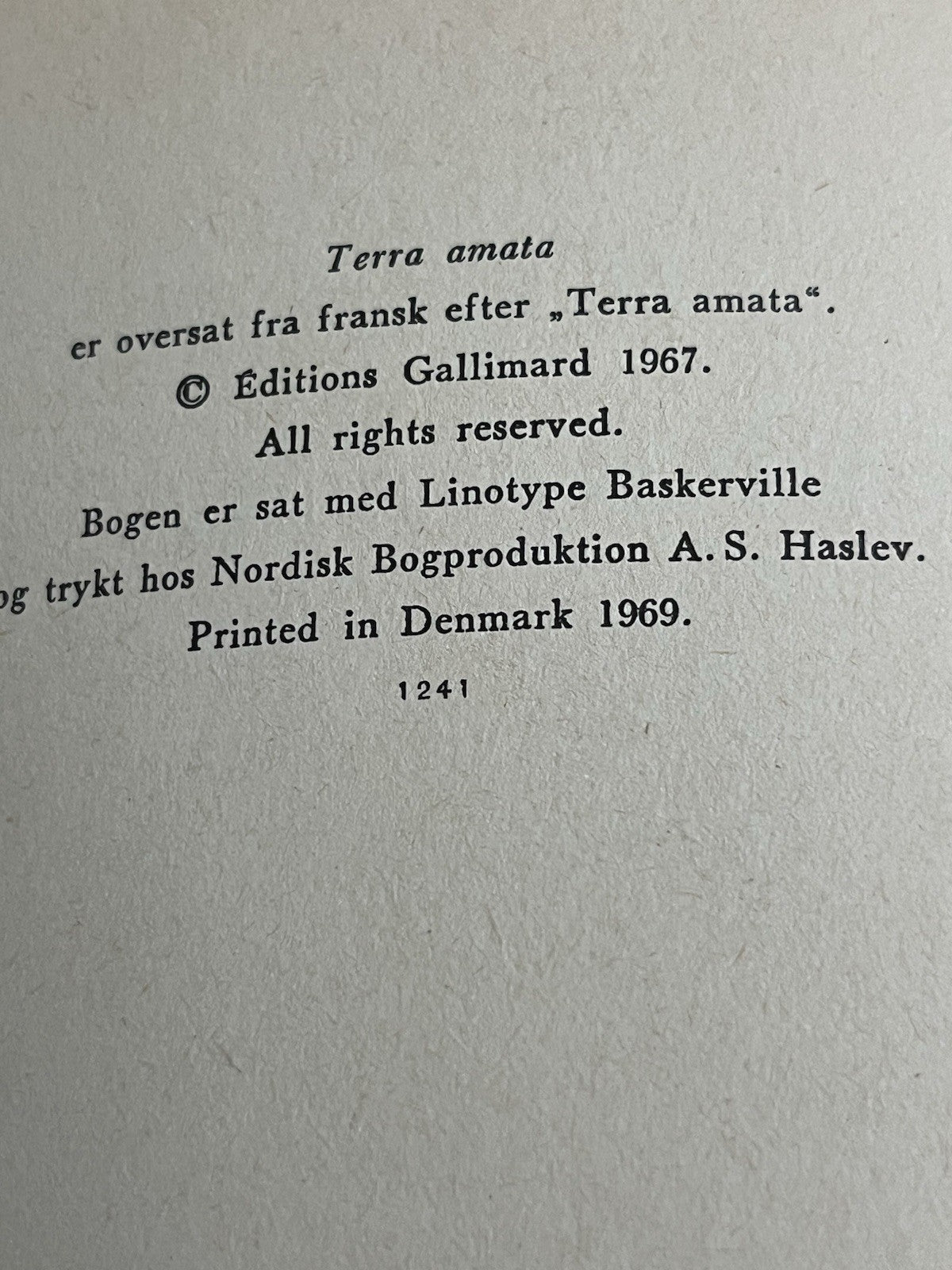 J. M. G. Le Clézio / Terra Amata ( Danish Edition ) 1969