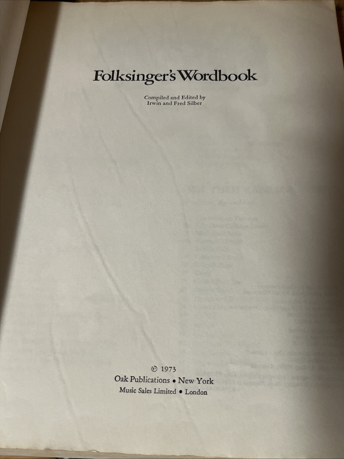 FOLKSINGER'S WORKBOOK words to over 1000 songs, Fred & Irwin Silber