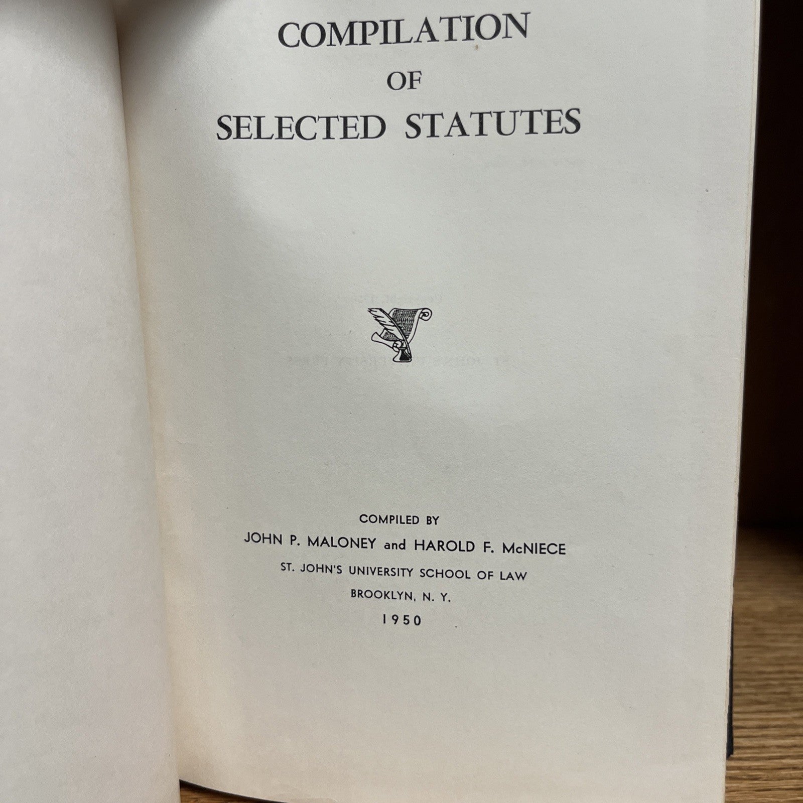 Compilation Of Selected Status By John P. Maloney and McNIECE 1950 Rare