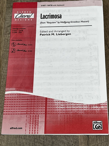 Lacrimosa (from Requiem) 21057 SATB With Keyboard Requiem Wolfgang Amadeus Moza
