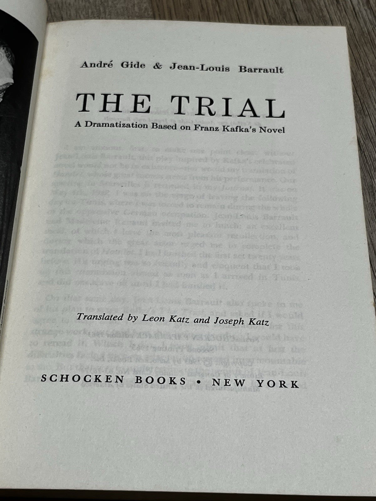 The Trial: A Dramatization Based on Kafka's Novel by Andre Gide & Jean- Louis  B