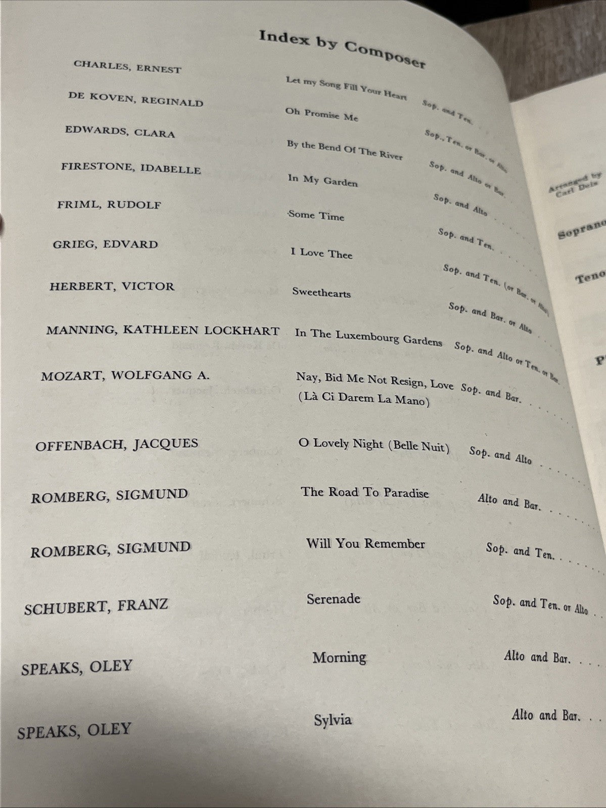 Schirmer’s Favorite Secular Duets For Various Voices - Song Book 1954