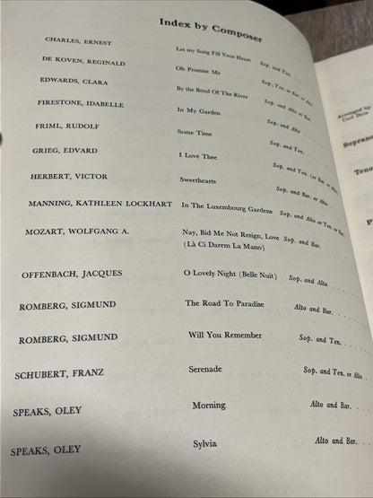 Schirmer’s Favorite Secular Duets For Various Voices - Song Book 1954