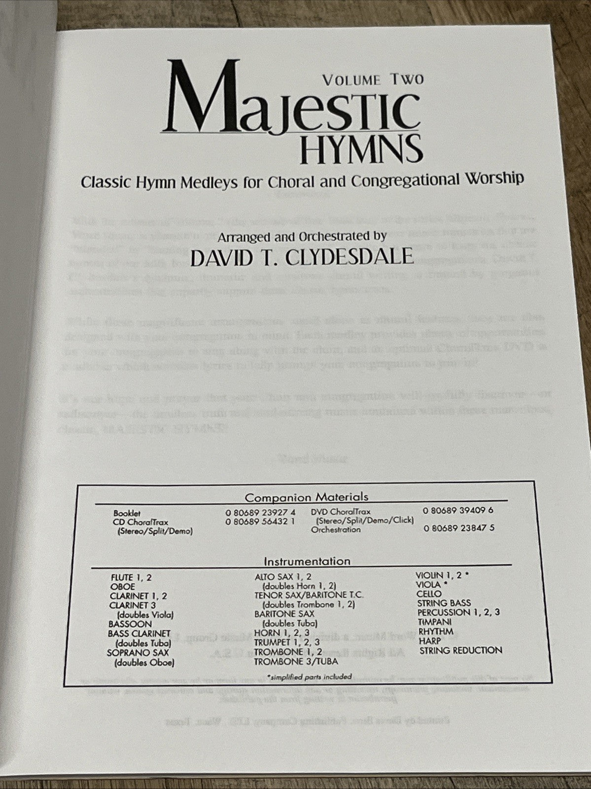Majestic Hymns Volume 2 Arranged and Orchestrated by David T. Clydesdale