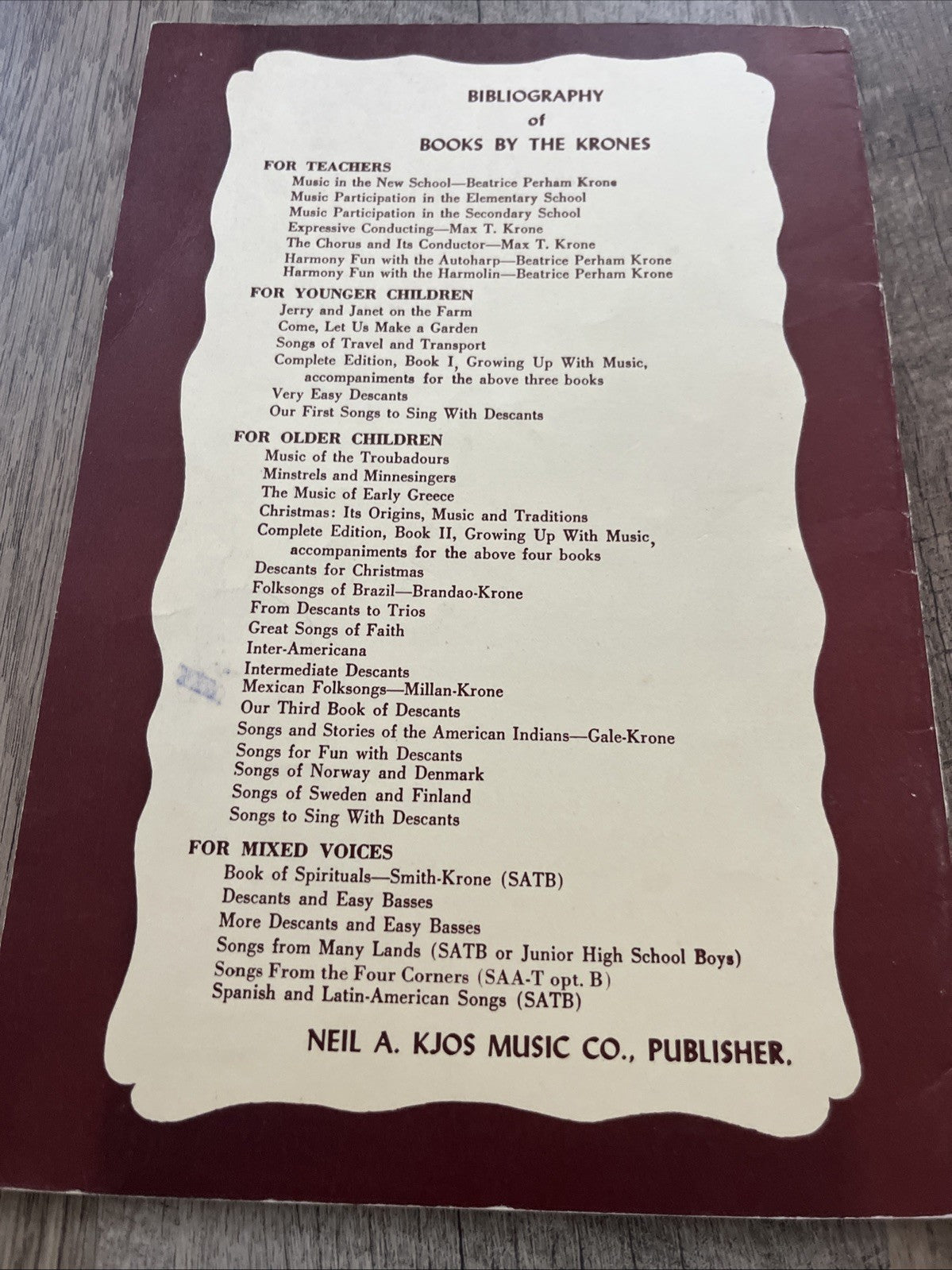 Songs To Sing With Descants New Recorded Ed by Beatrice Perham Krone 1940