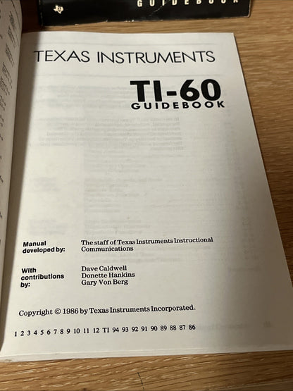 Texas Instruments Scientific TI-55 111/ TI-60/ TI-34 Comp Math Guide Book Manual