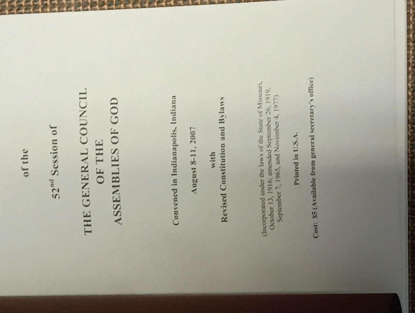 Minutes: the 52nd Session of the General Council of the Assemblies of God  