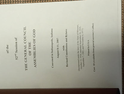 Minutes: the 52nd Session of the General Council of the Assemblies of God  