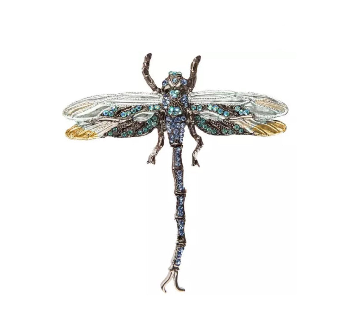 Crystal Dragonfly Brooches Pin Women Vintage Enamel Insect Metal Jewelry Bug pin