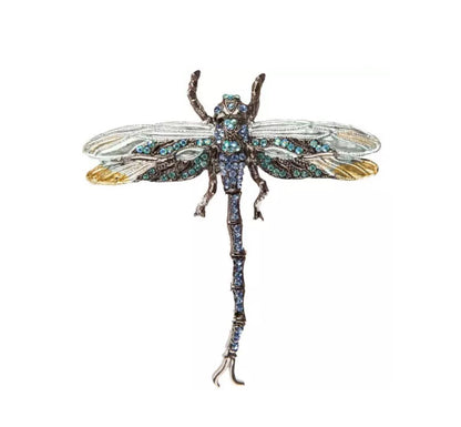 Crystal Dragonfly Brooches Pin Women Vintage Enamel Insect Metal Jewelry Bug pin