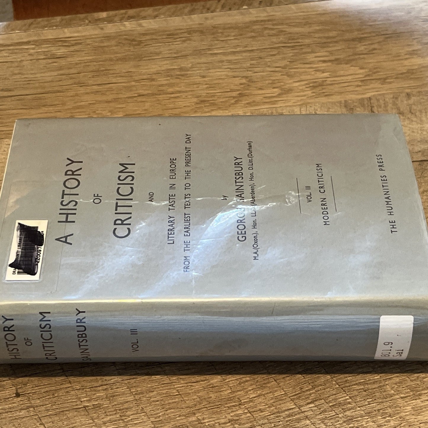 History of Criticism and Literary Taste in Europe Vol 3 by George Saintsbury